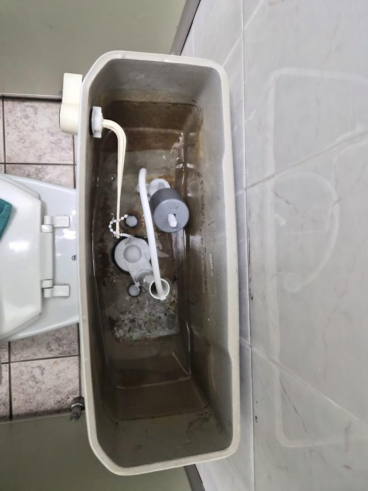 수조 안쪽 부속을 점검하는 모습